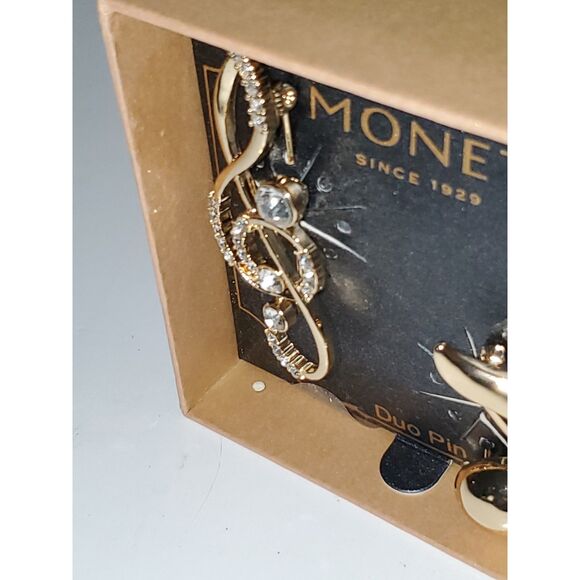 A Monet Costume Jewelry Boxed Set Musical Symbol Pin Brooch Rhinestone Gift - Picture 10 of 11